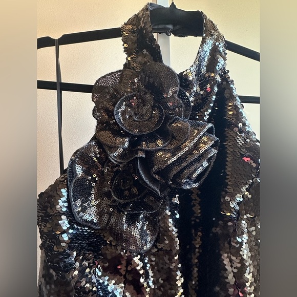 NWT Milly Sabine 3D Sequin Rosette Column Gown Size 8 - Picture 6 of 12